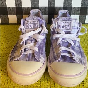 Converse one star purple plaid shoes